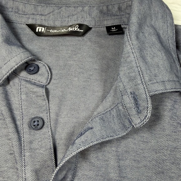 Travis Mathew Other - Travis Mathew Men's Polo Performance Blue-Gray Subtle Horizontal Stripes Logo M